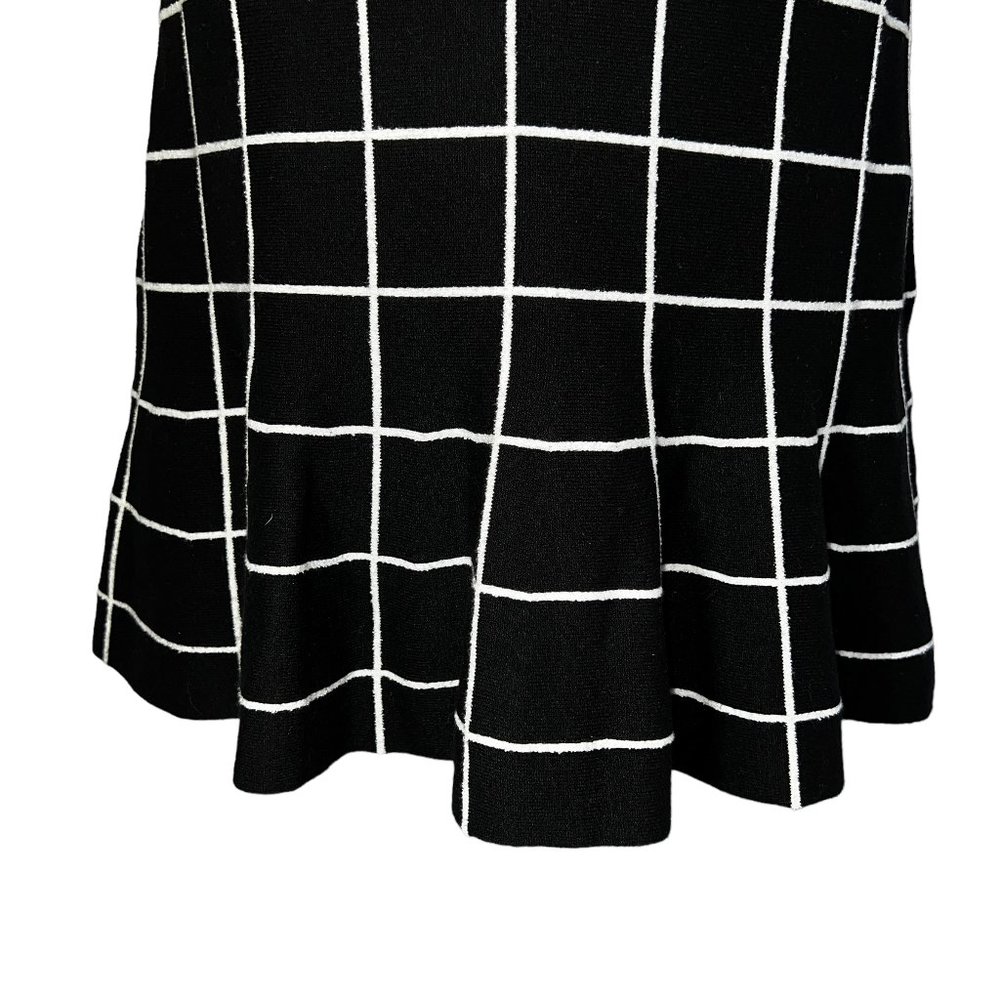 MILLY Black & White Windowpane Knit A-Line Dress – Open Back – Size M - Picture 14 of 16